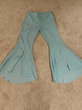 Express Seafoam Flare Pants with Front Slits